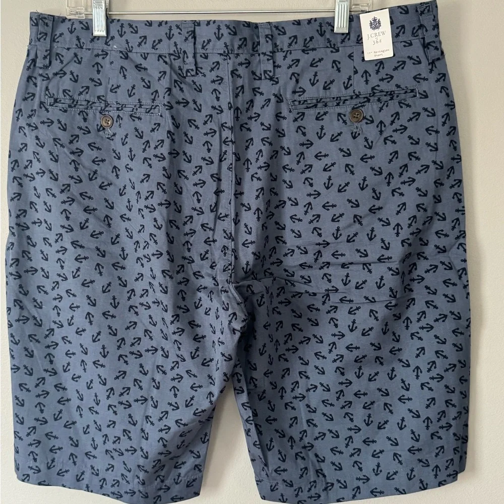 NEW Men's J.Crew Rivington Flat Front Cotton Shorts-Size 36 Blue with Anchors